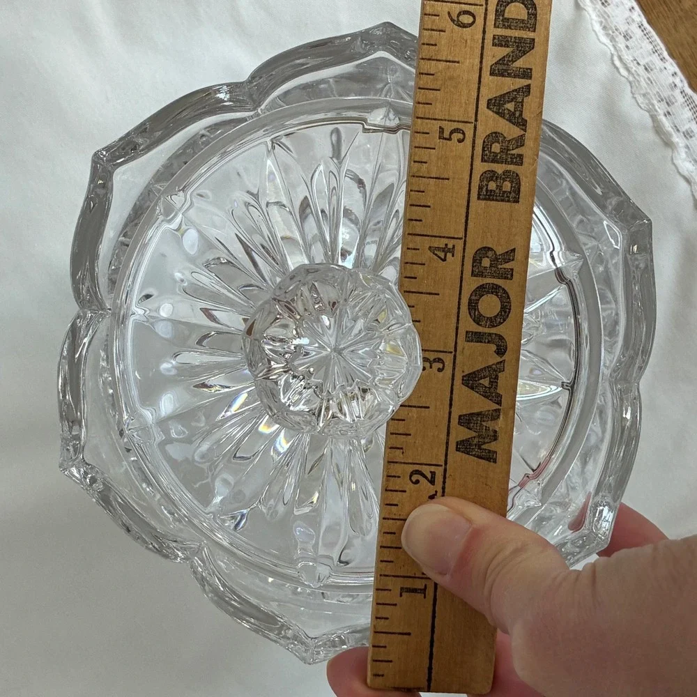 Vtg Lotus Gorham Crystal Candy Dish Cottage Victorian Elegant Grandmother Core